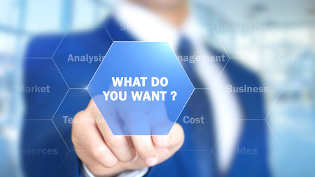 What Do You Want, Businessman working on holographic interface, Motion Graphicsの写真素材