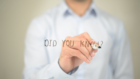 Did You Know, Man writing on transparent screenの写真素材