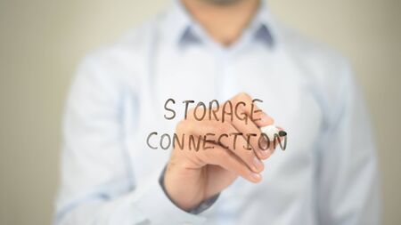 Storage Connection , writing on transparent wallの写真素材