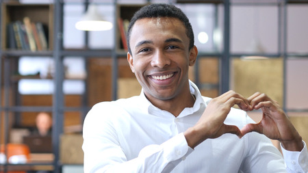 Heart Sign by Black Man in Loveの写真素材