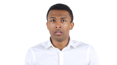 Confused Scared Black Manの写真素材