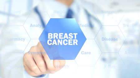 Breast Cancer , Doctor working on holographic interface, Motion Graphicsの写真素材