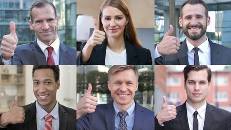 The Collage of Business People Doing thumbs Up