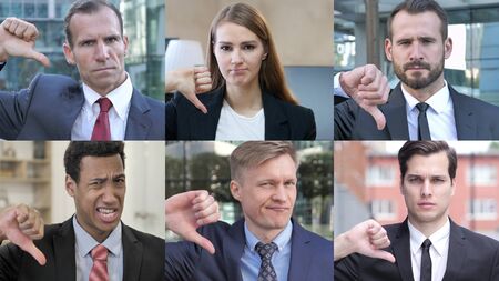 The Collage of Business People Doing thumbs Downの写真素材