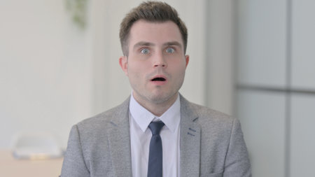 Portrait of Young Businessman shocked by Failureの写真素材