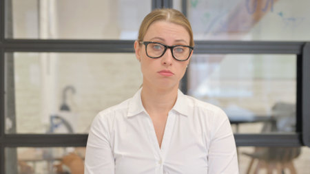 Portrait of Angry Mature Business Woman Doing Argumentの写真素材