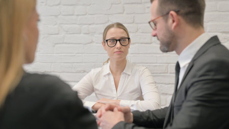 Close up of Business Woman Talking in Meeting