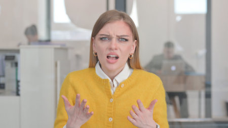 Portrait of Young Woman in Argument