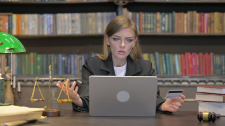 Lawyer Facing Online Banking Problem in Officeの写真素材