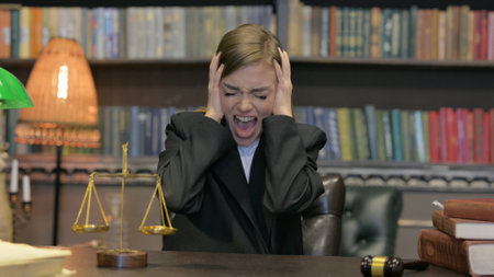 Portrait of Angry Female Lawyer Screaming in Frustrationの写真素材