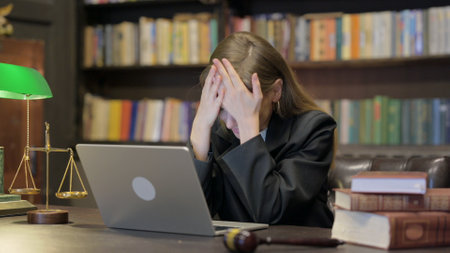 Female Lawyer Working on Laptopの写真素材