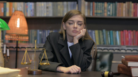 Portrait of Female Lawyer Resting in Officeの写真素材