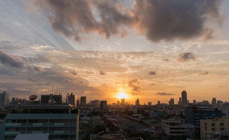 Sunset in city.の写真素材