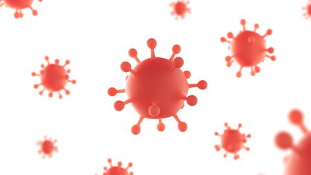 Medical background with coronavirus covid-19 outbreak virus disease on white background, 3d rendered.の写真素材
