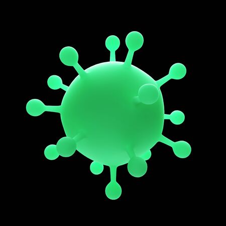 Image of the microscope of covid-19 virus (coronavirus) design isolated on black background, 3d rendering.の写真素材