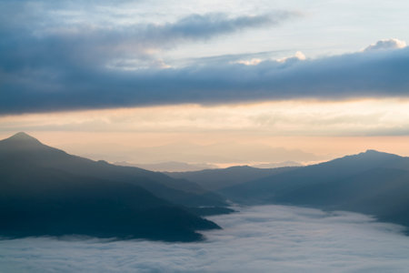 Fog mountain with cloud landscape.の写真素材