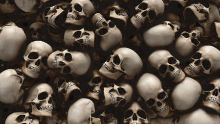 Human skulls background from 3d rendering for Halloween and apocalypse concept.の写真素材