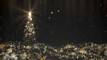 Christmas tree lights background with copy space for your text.の写真素材