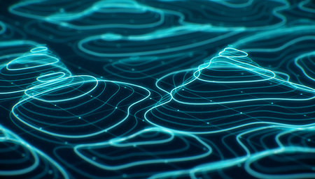 Futuristic hud mountain landscape screen abstract background.
