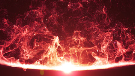 Red dust particles with light burst elegant abstract background.の写真素材