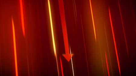Red arrow going down for business unsuccessful or investment economic crisis background.の写真素材