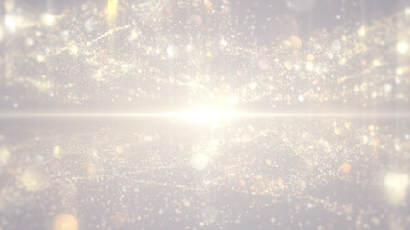 Gold burst lights and particles elegant abstract background.の写真素材