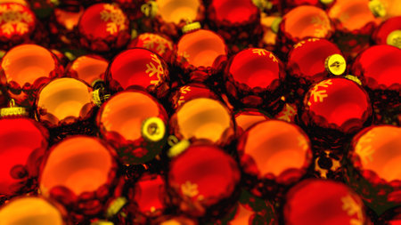 Red decorate christmas ball abstarct background, 3d rendering.の写真素材