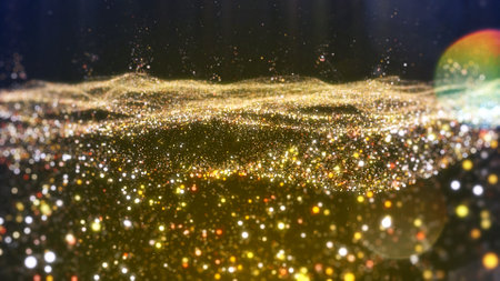 Gold particles wave elegant abstract background.の写真素材