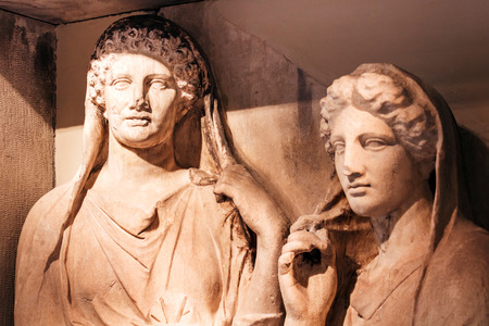 Ancient greek female statue portraitの写真素材