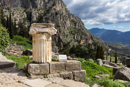 Ancient temple column, Delphi, Greece