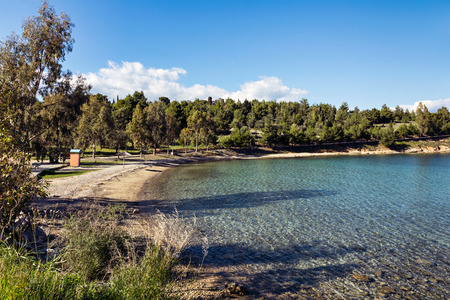 Galaxidi beach in Greek mainlandの写真素材
