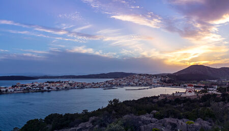 Sunset in Ermioni of Peloponnese, Greeceの写真素材
