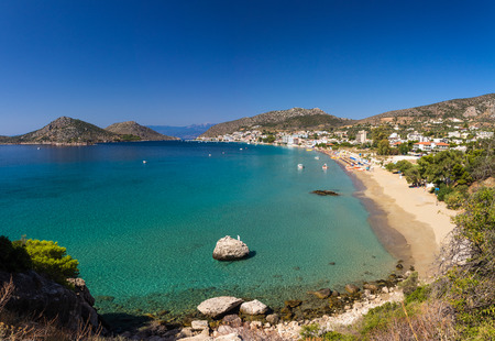 Tolo resort sandy beach in Greeceの写真素材