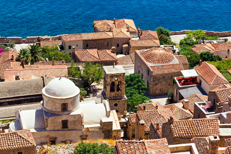 Monemvasia village in Peloponnese, Greeceの写真素材