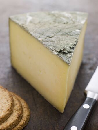 Wedge of Cornish Yarg Cheese with Oatmeal Biscuits
