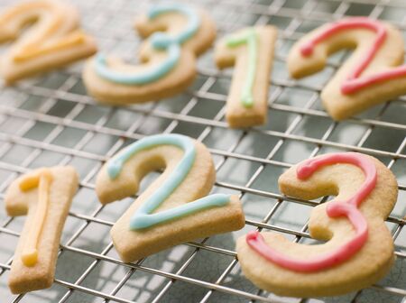Number Shortbread Biscuits with Icingの写真素材