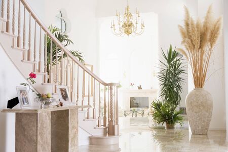 Empty hallway in luxurious homeの写真素材