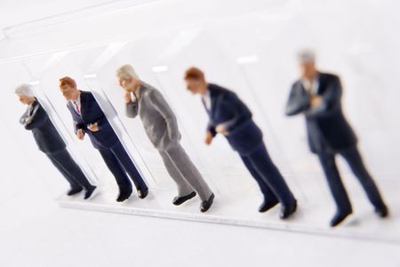 Line Of Businessmen Figurinesの写真素材