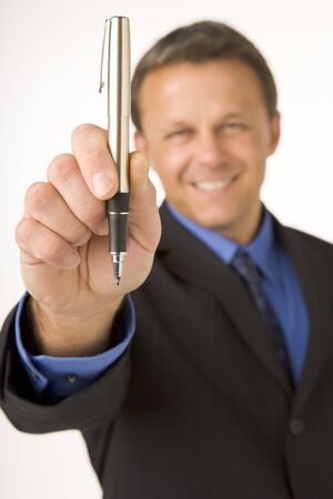 Businessman Holding A Penの写真素材
