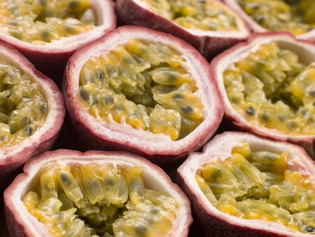 Halved passion fruit