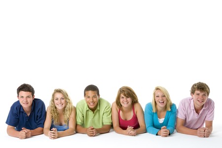 Teenagers Lying Down In A Row