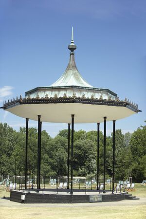 Gazebo And Deck Chairs In Hyde Park, London, Englandの写真素材