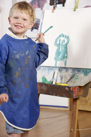 Young Boy Paintingの写真素材