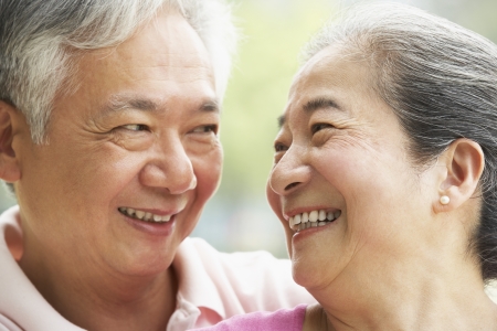 Head And Shoulders Portrait Of A Senior Chinese Coupleの写真素材