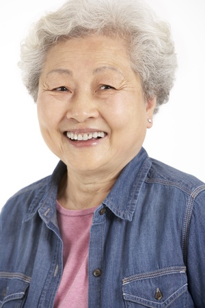 Studio Shot Of Chinese Senior Womanの写真素材