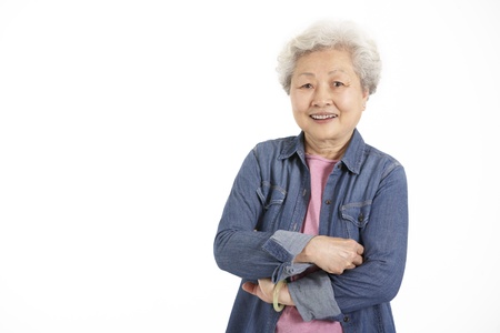 Studio Shot Of Chinese Senior Womanの写真素材