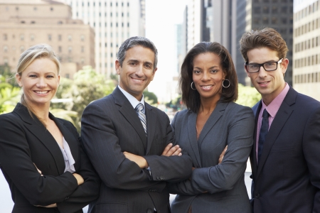 Portrait Of Four Business Colleagues Outside Officeの写真素材
