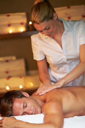 Man Having Massage In Spaの写真素材