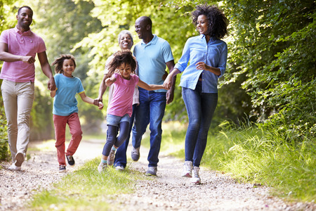 Multi Generation African American Family On Country Walkの写真素材