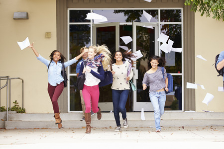 High School Pupils Celebrating End Of Termの写真素材
